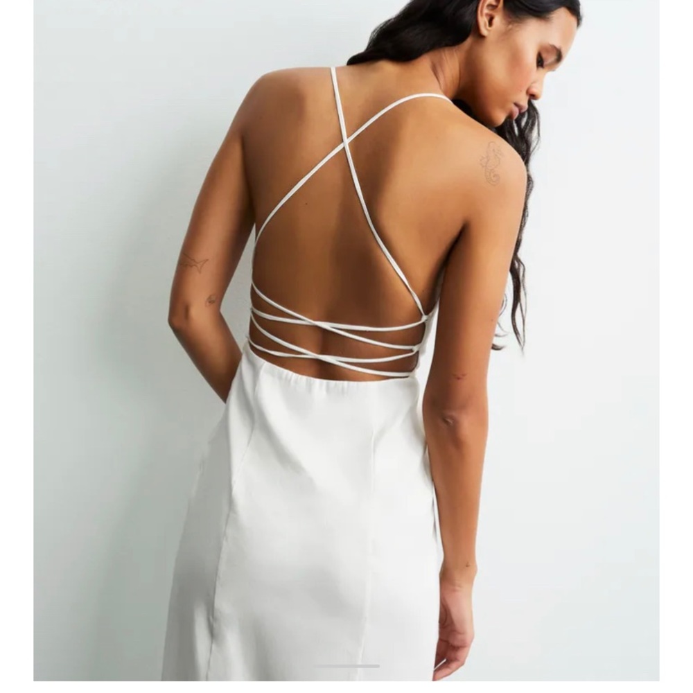 Zara NEVER WORN white linen dress